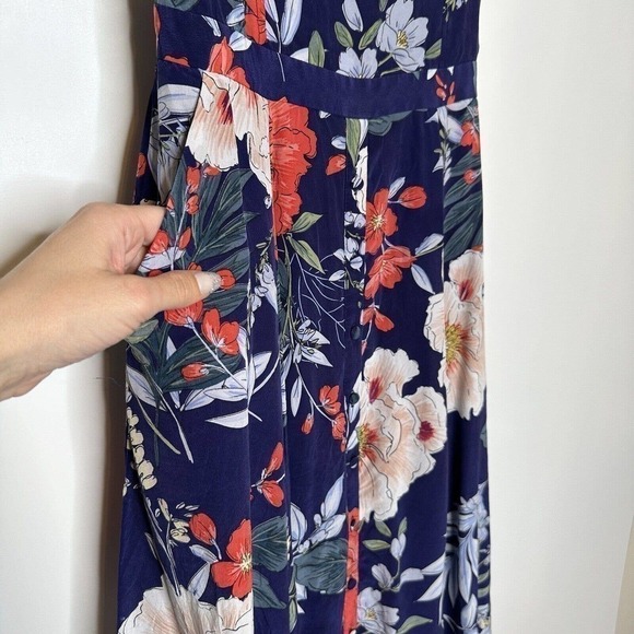 Yumi Kim Silk Pretty Woman Midi Dress in Rainforest Navy Women's Pockets Size S - Picture 5 of 9